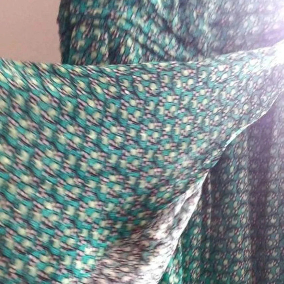 NEW Anthropologie 10 Floral Puff Sleeved Cut Out Midi Dress Green Handkerchief - Picture 7 of 11